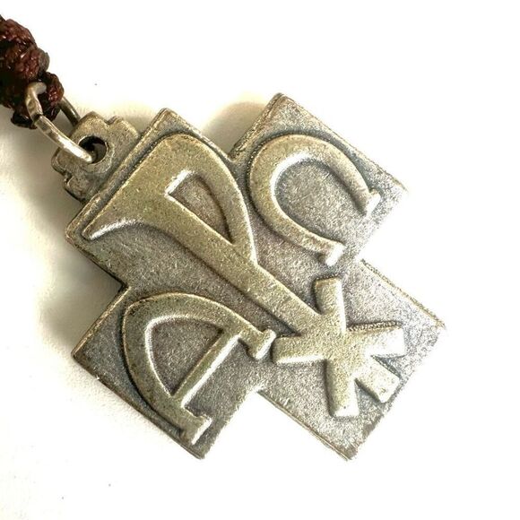 Car mirror wooden alpha omega vintage cross rosary - Picture 3 of 9